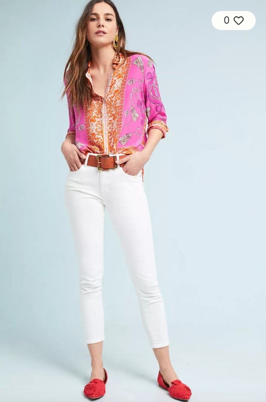 Anthropologie Maeve 100% Silk Printed Button Up Blouse 4